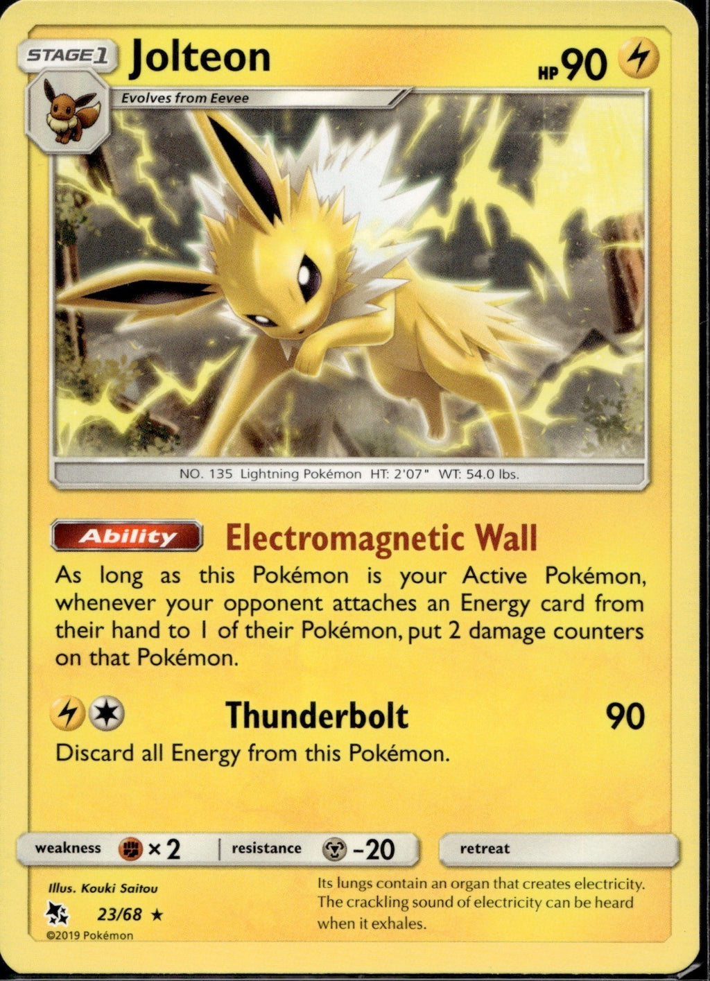 Jolteon 23/68 HIF Hidden Fates Pokemon Near Mint