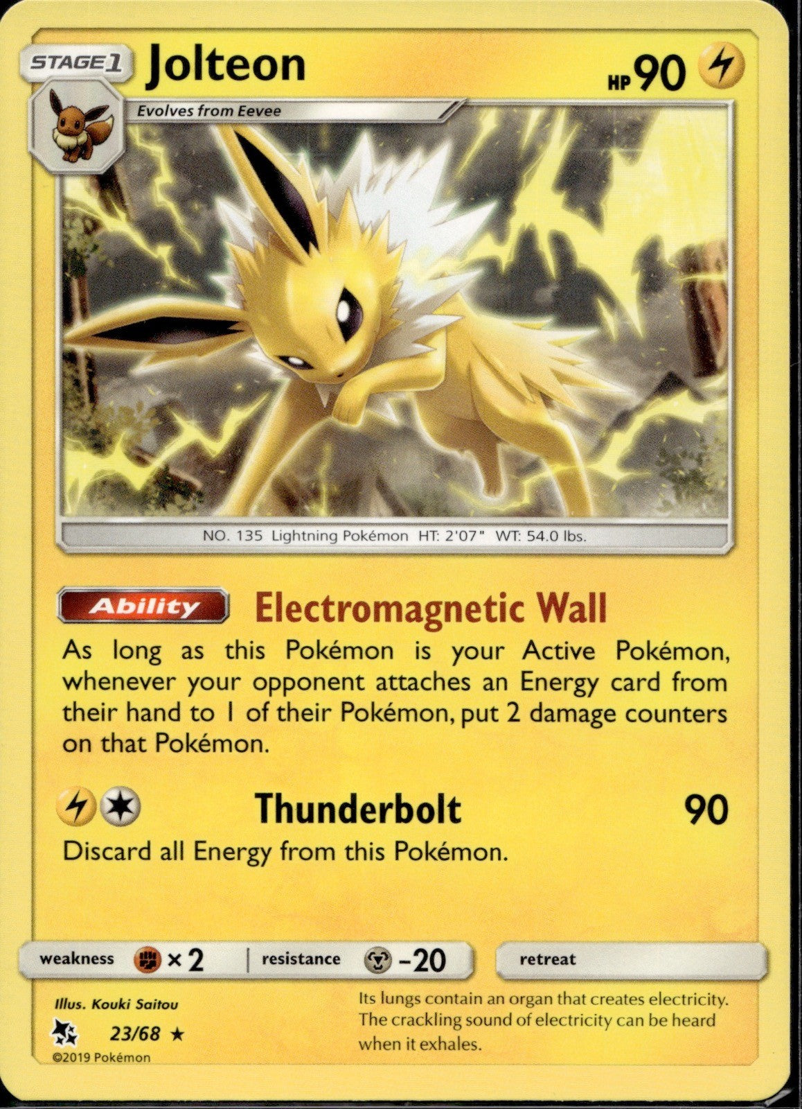 Jolteon 23/68 HIF Hidden Fates Pokemon Near Mint