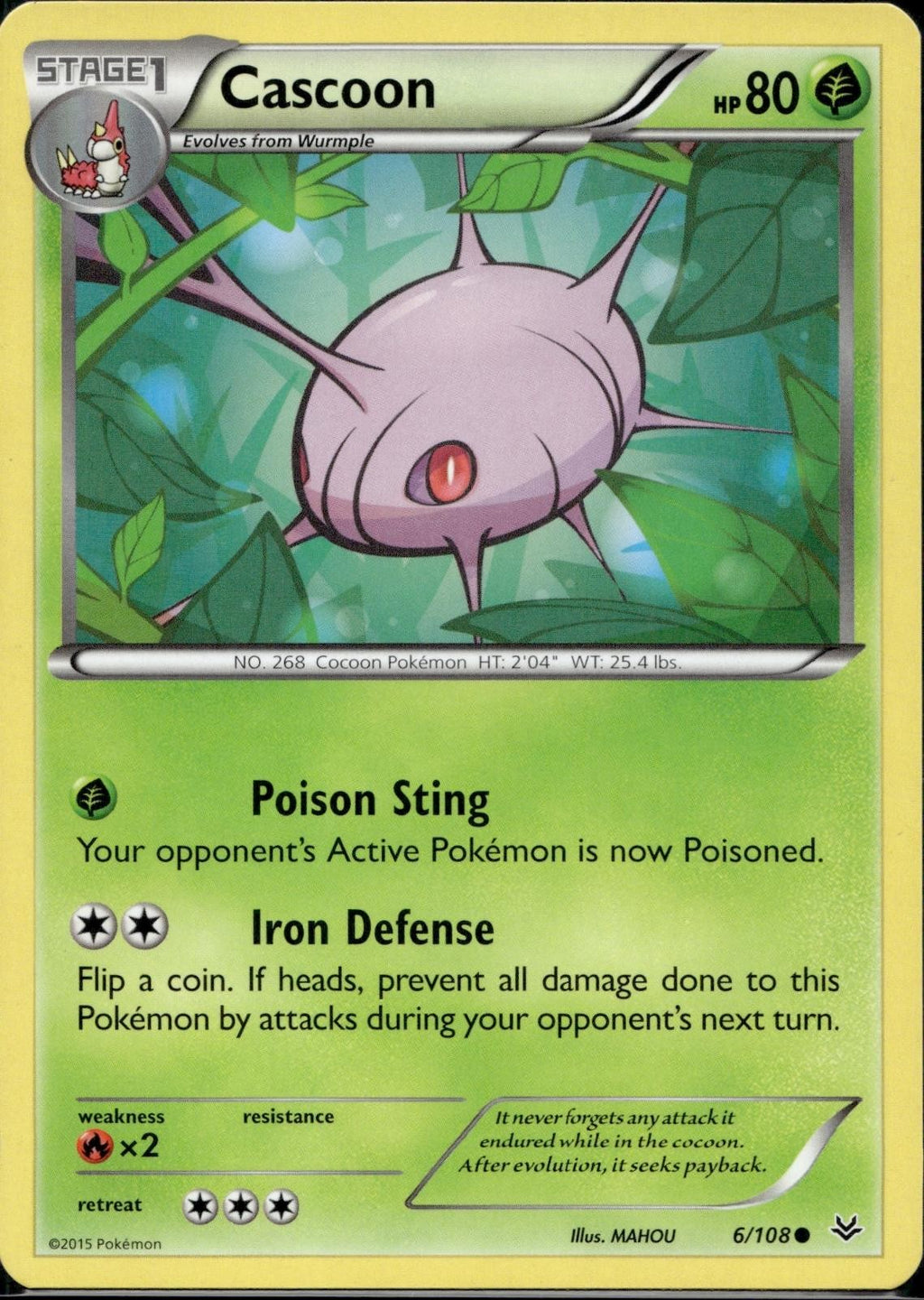 Cascoon 6/108 ROS Roaring Skies Pokemon Lightly Played