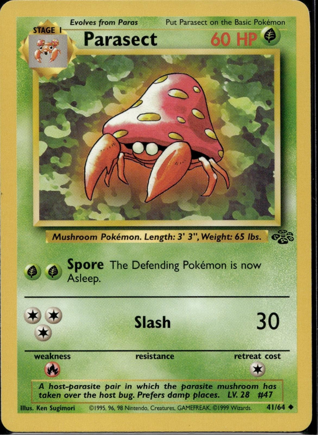 Parasect 41/64 JU Jungle Pokemon Unlimited Lightly Played