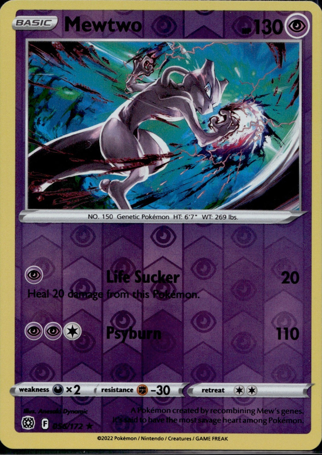 Mewtwo 056/172 BRS Brilliant Stars Pokemon Reverse Holo Near Mint