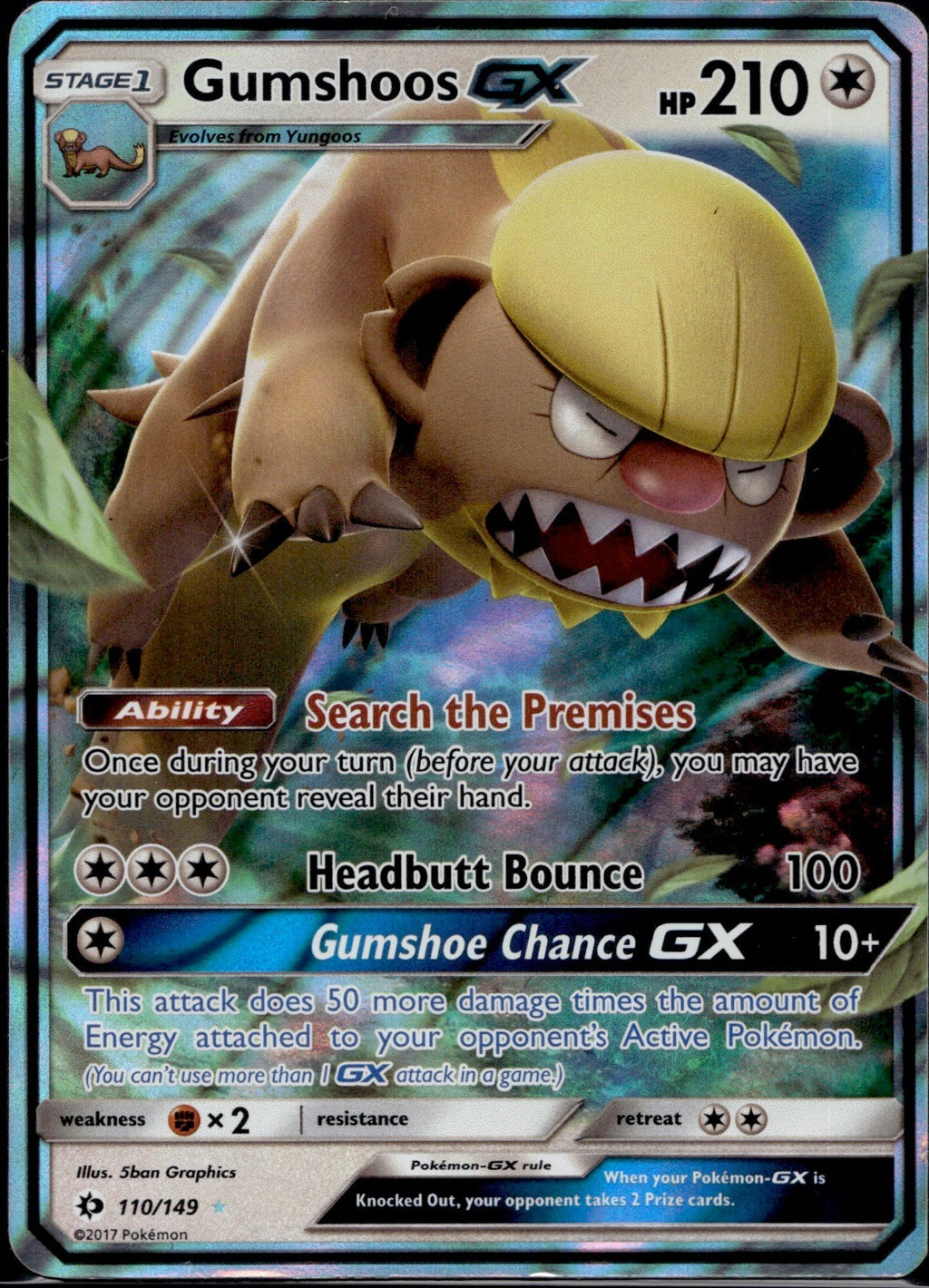 Gumshoos GX 110/149 SM01 SM Base Set Pokemon Holo Lightly Played