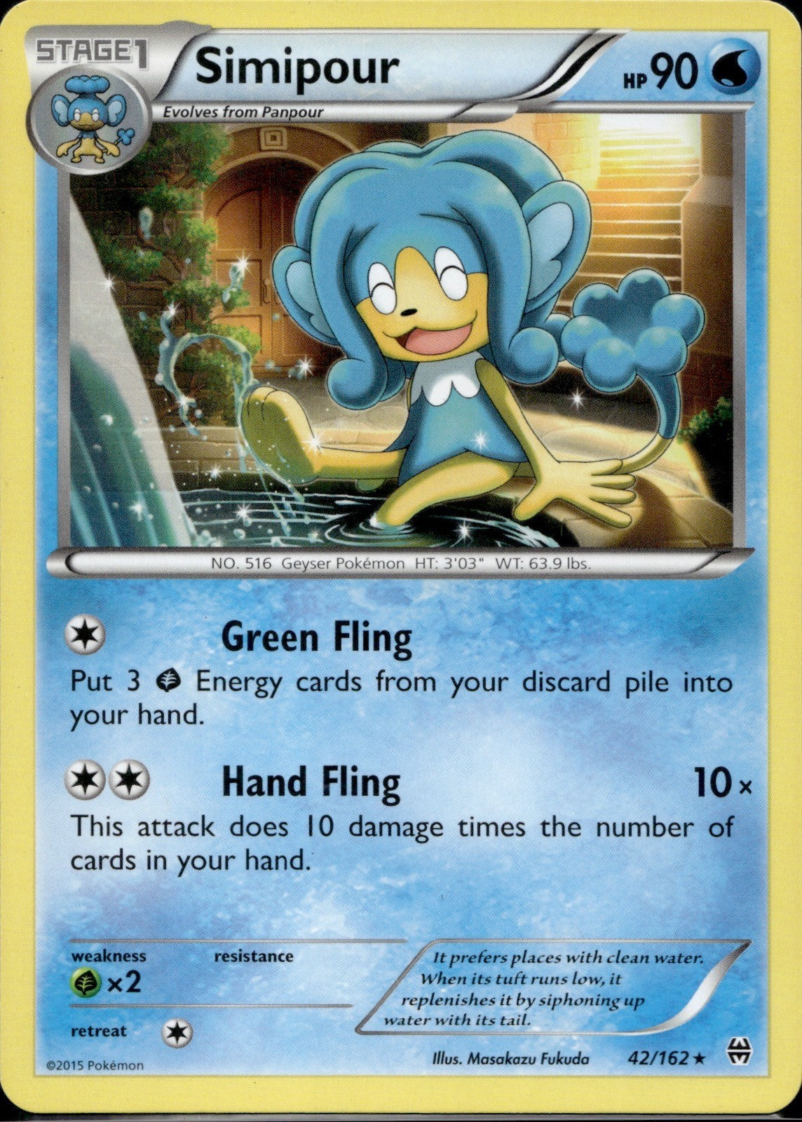 Simipour 42/162 BKT BREAKthrough Pokemon Lightly Played