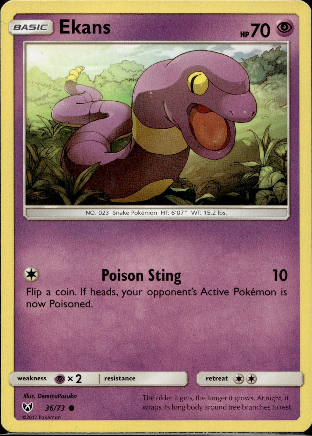 Ekans 36/73 SLG Shining Legends Pokemon Lightly Played