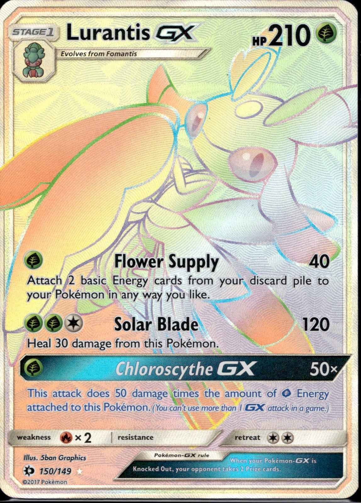 Lurantis GX 150/149 SM01 SM Base Set Pokemon Holo Lightly Played