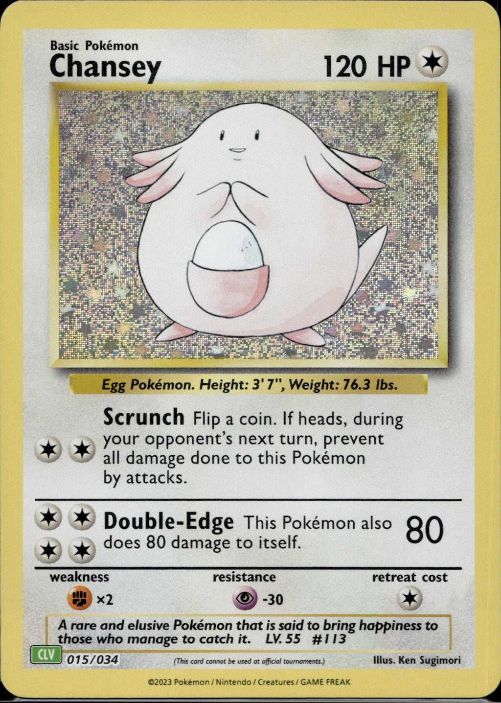 Chansey 015/034 CL Trading Card Game Classic Pokemon Holo Near Mint