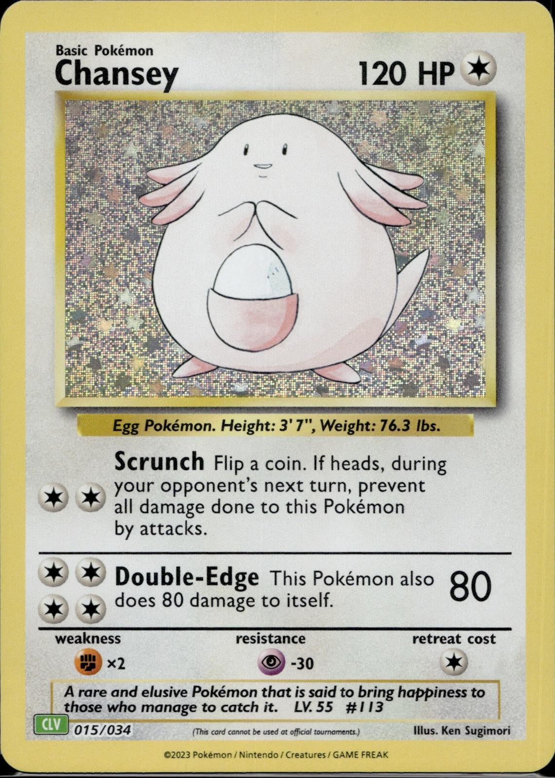 Chansey 015/034 CL Trading Card Game Classic Pokemon Holo Near Mint