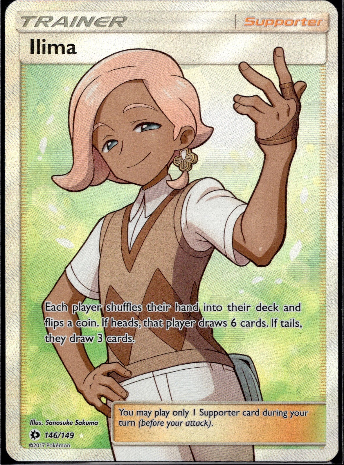 Ilima 146/149 SM01 SM Base Set Pokemon Holo Lightly Played