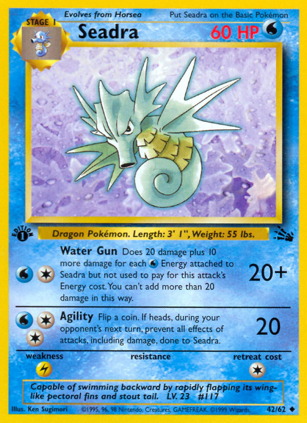 Seadra 42/62 FO Fossil Pokemon Unlimited Lightly Played