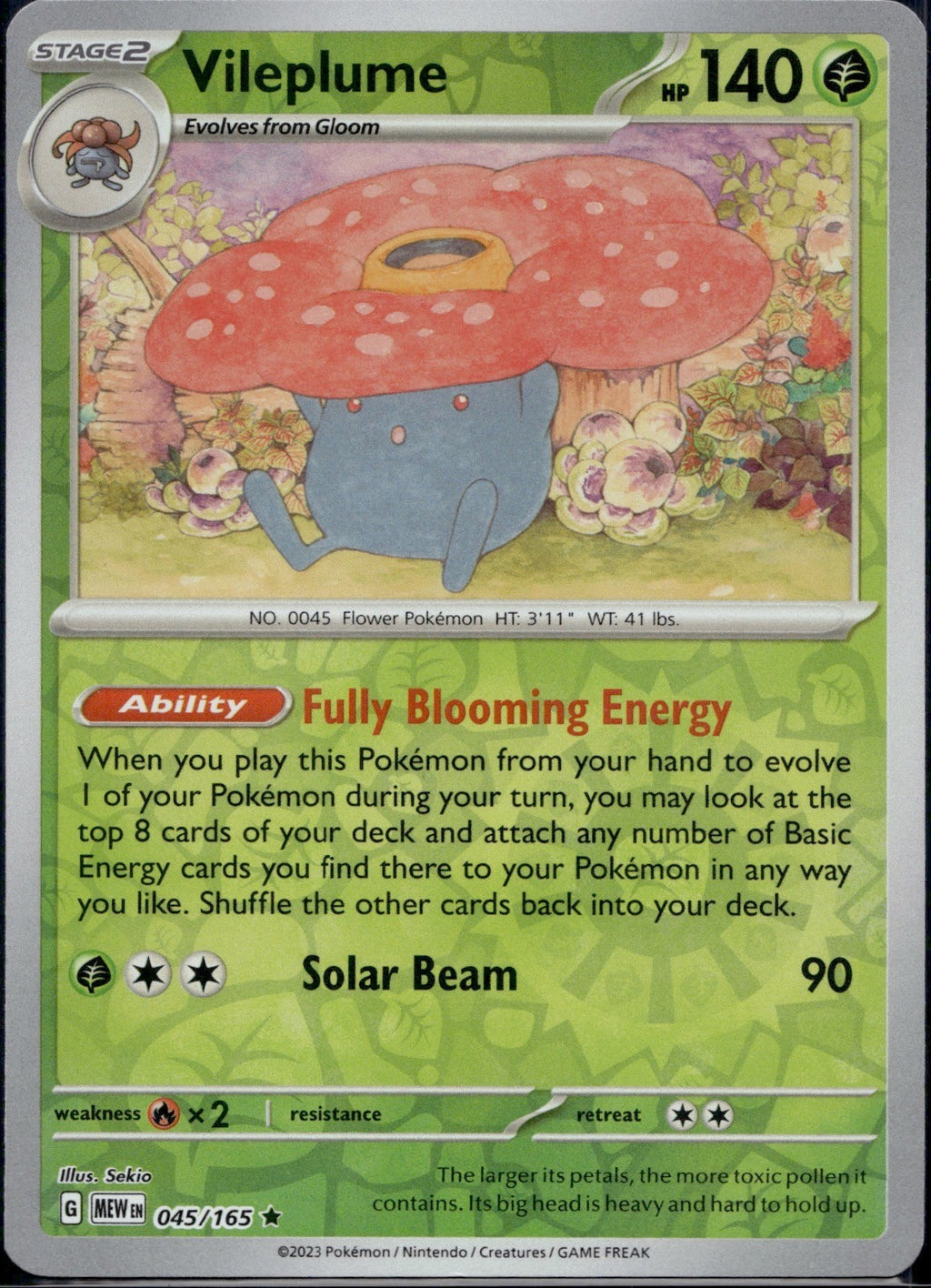 Vileplume 045/165 MEW 151 Pokemon Reverse Holo Lightly Played