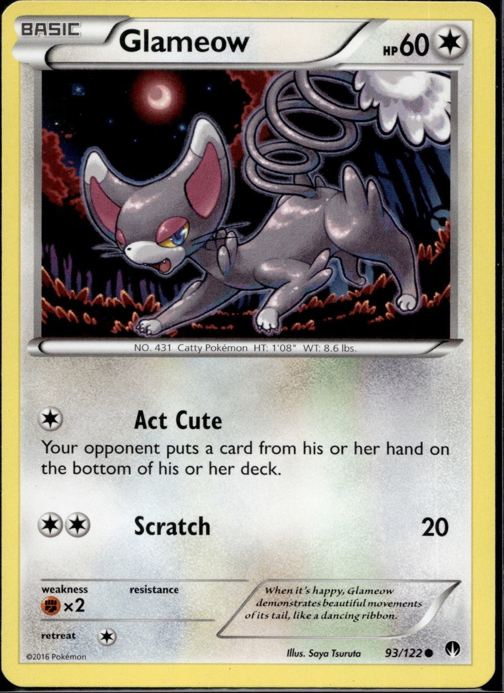 Glameow 93/122 BKP BREAKpoint Pokemon Lightly Played