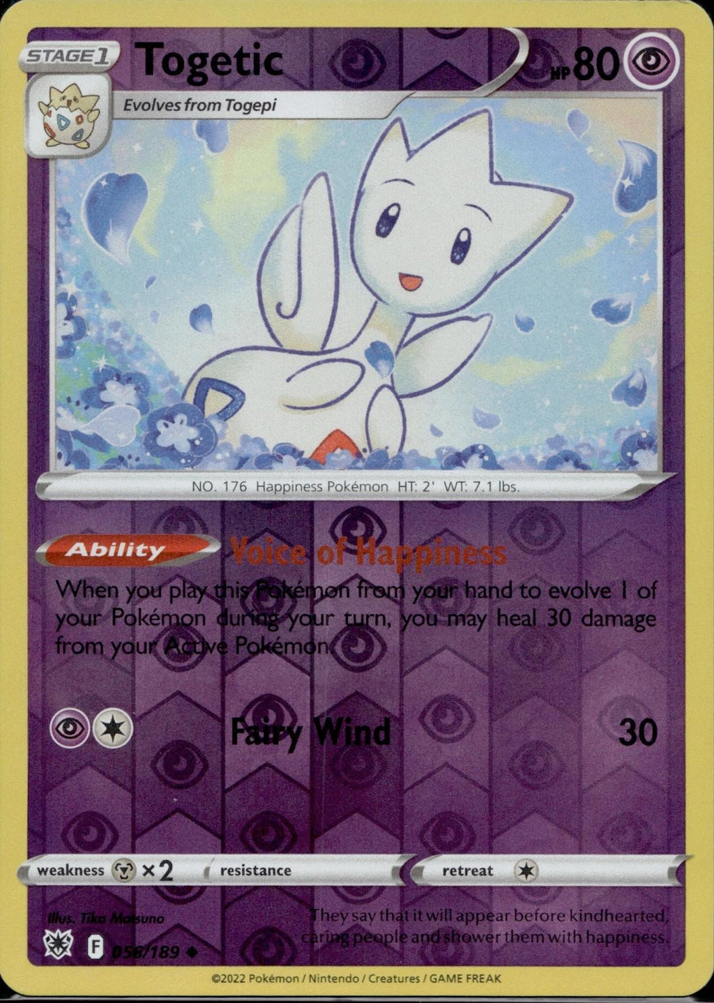 Togetic 056/189 ASR Astral Radiance Pokemon Reverse Holo Lightly Played