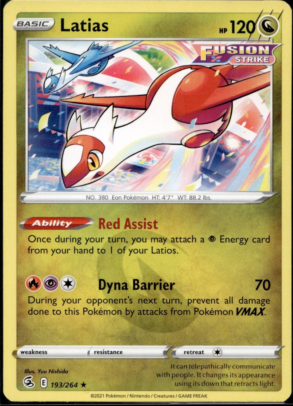 Latias 193/264 FST Fusion Strike Pokemon Near Mint