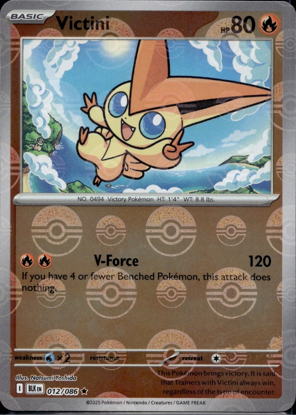 Victini (Poke Ball Pattern) 012/086 BLK Black Bolt Pokemon Holo Near Mint
