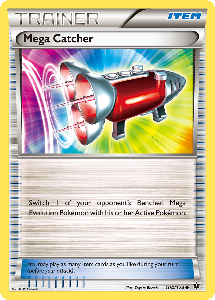 Mega Catcher 104/124 FCO Fates Collide Pokemon Reverse Holo Lightly Played