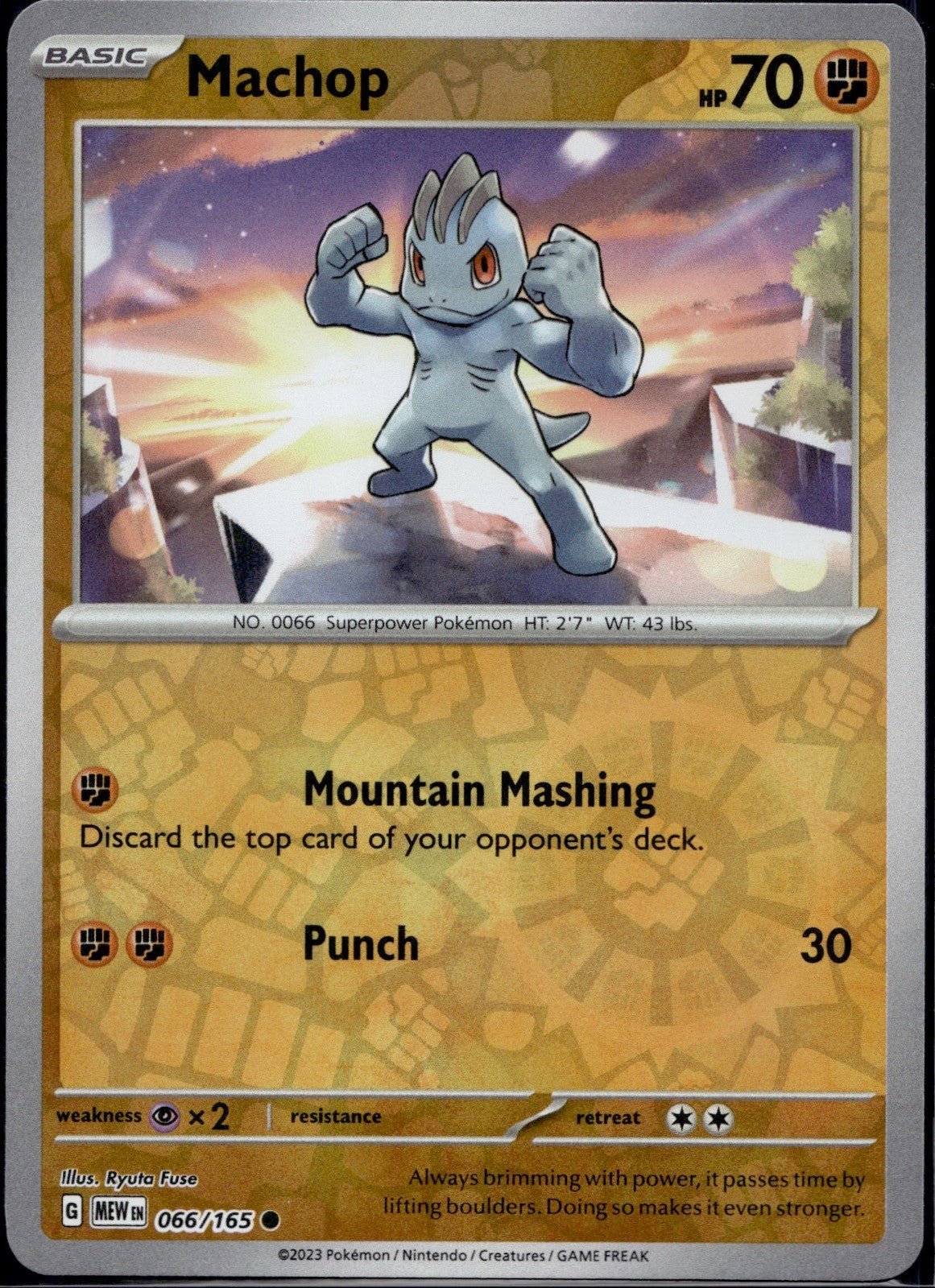 Machop 066/165 MEW 151 Pokemon Reverse Holo Near Mint