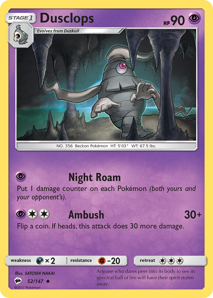 Dusclops 52/147 BUS Burning Shadows Pokemon Lightly Played