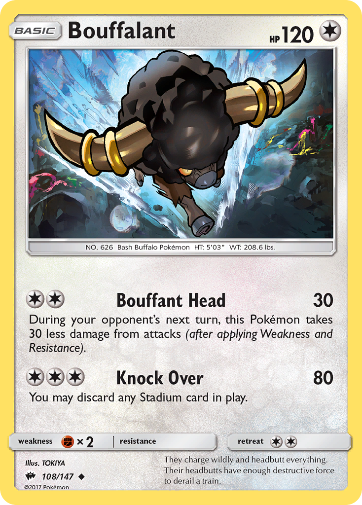 Bouffalant 108/147 BUS Burning Shadows Pokemon Lightly Played