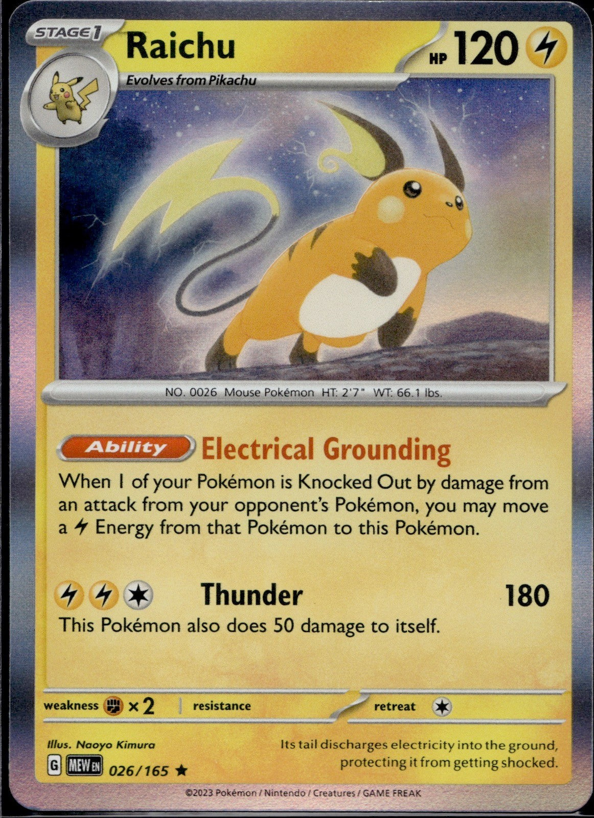 Raichu 026/165 MEW 151 Pokemon Holo Lightly Played