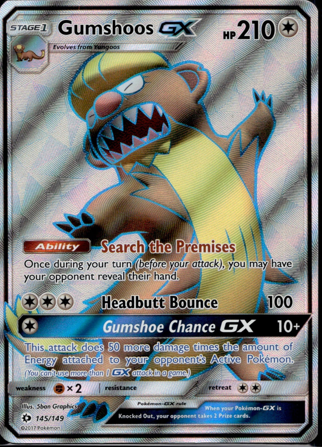 Gumshoos GX 145/149 SM01 SM Base Set Pokemon Holo Lightly Played