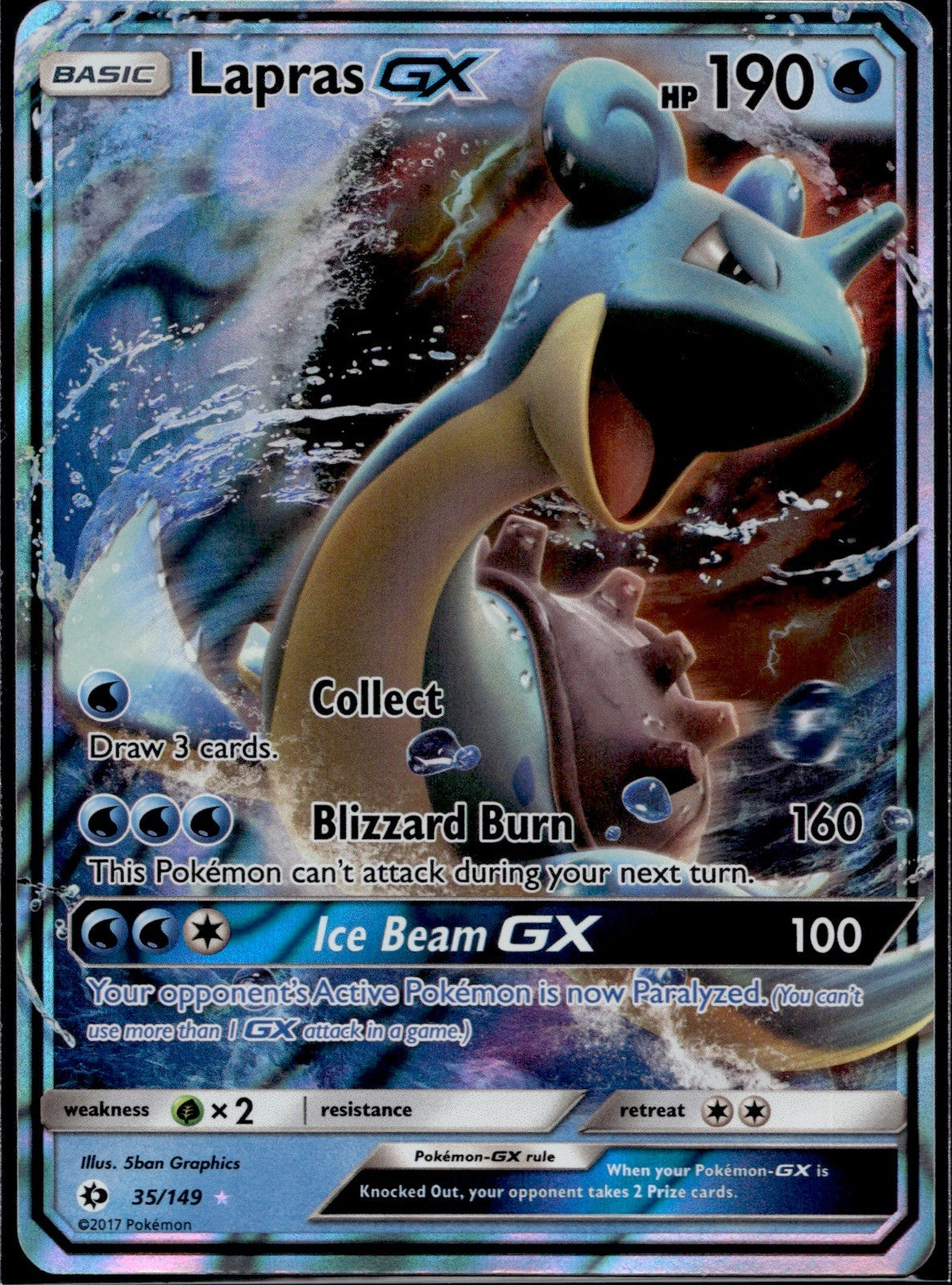 Lapras GX 35/149 SM01 SM Base Set Pokemon Holo Lightly Played