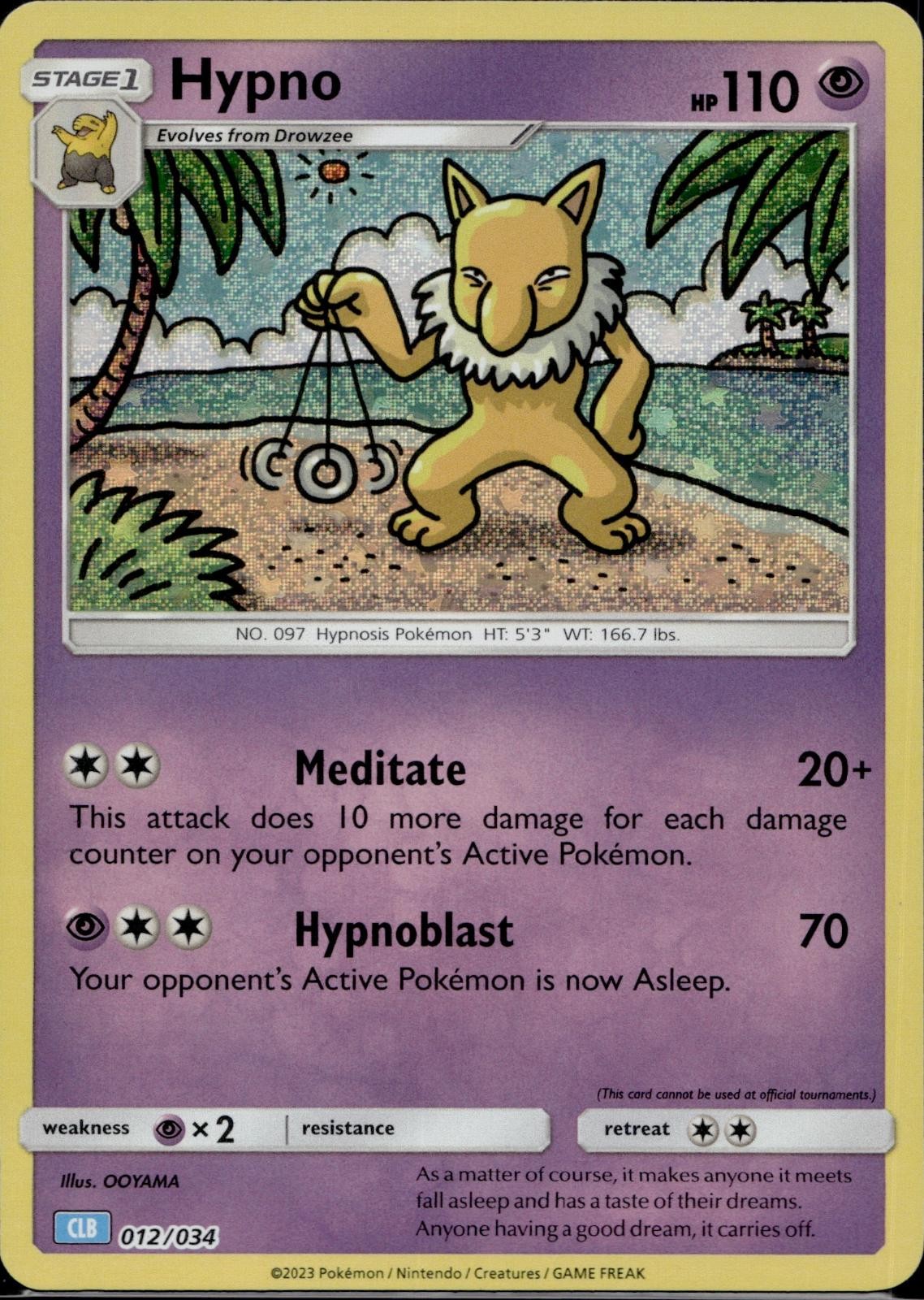 Hypno 012/034 CL Trading Card Game Classic Pokemon Holo Near Mint