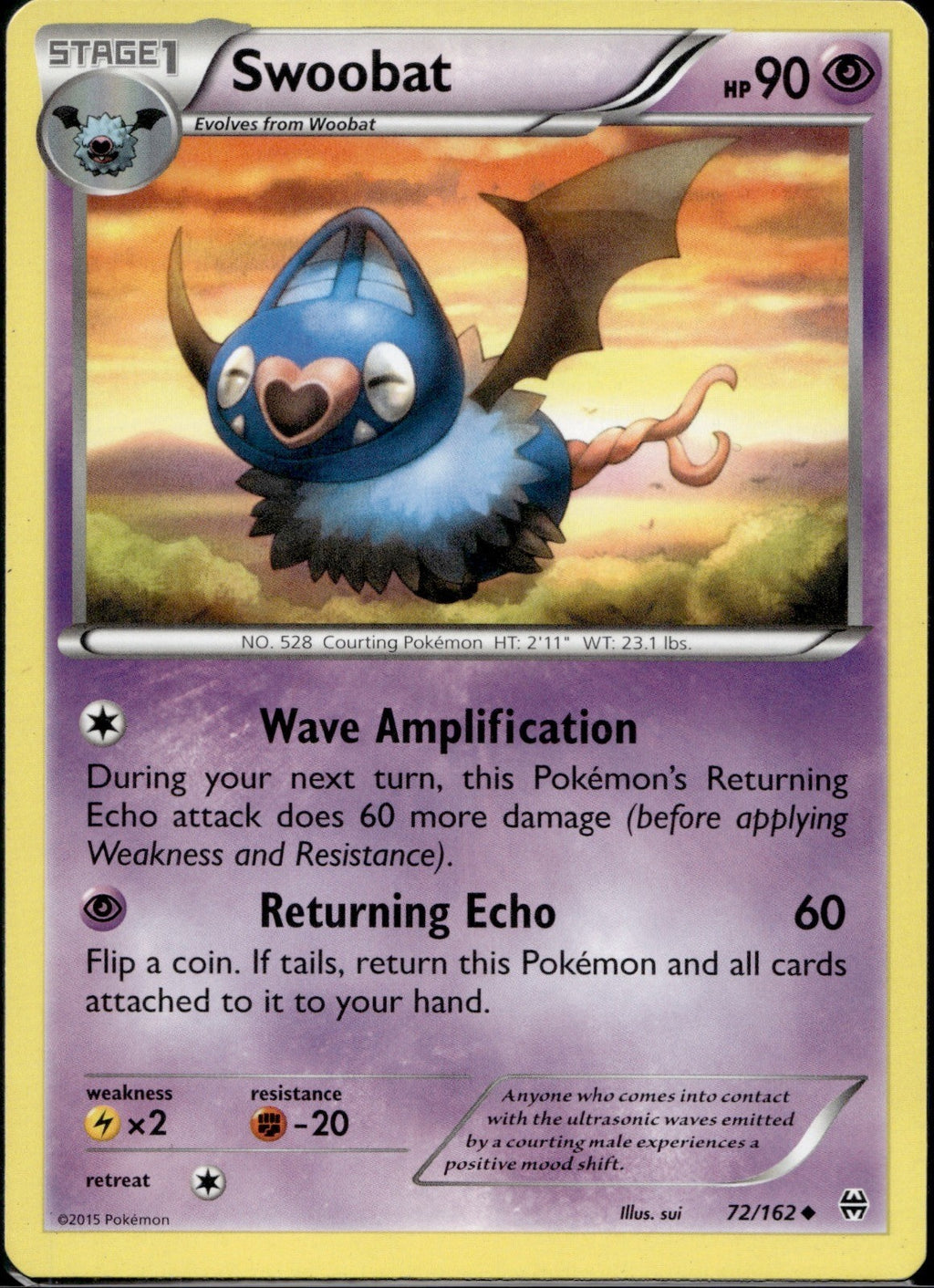 Swoobat 72/162 BKT BREAKthrough Pokemon Lightly Played