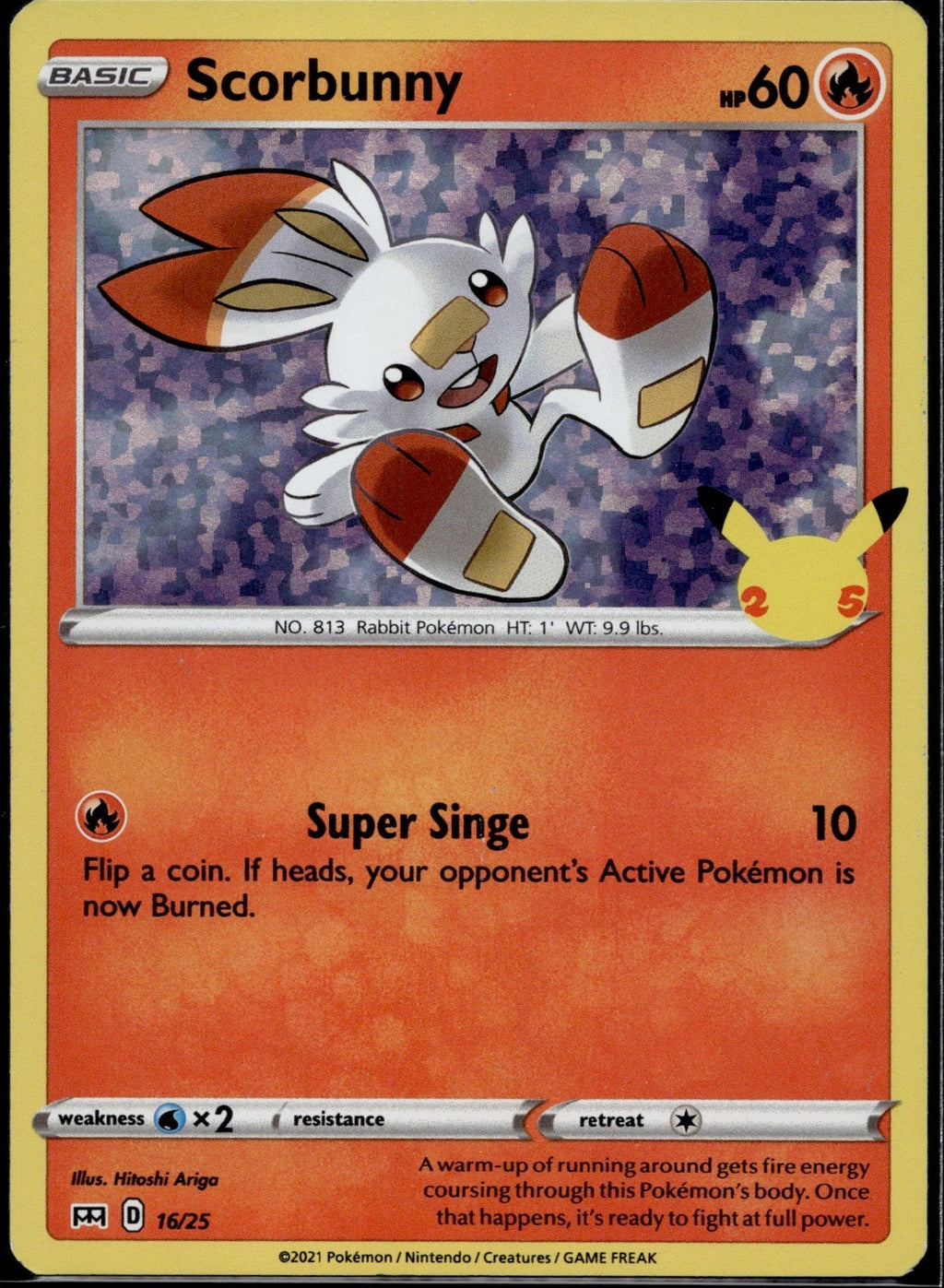 Scorbunny 016/025 MCD21 McDonald's 25th Anniversary Promos Pokemon Holo LP