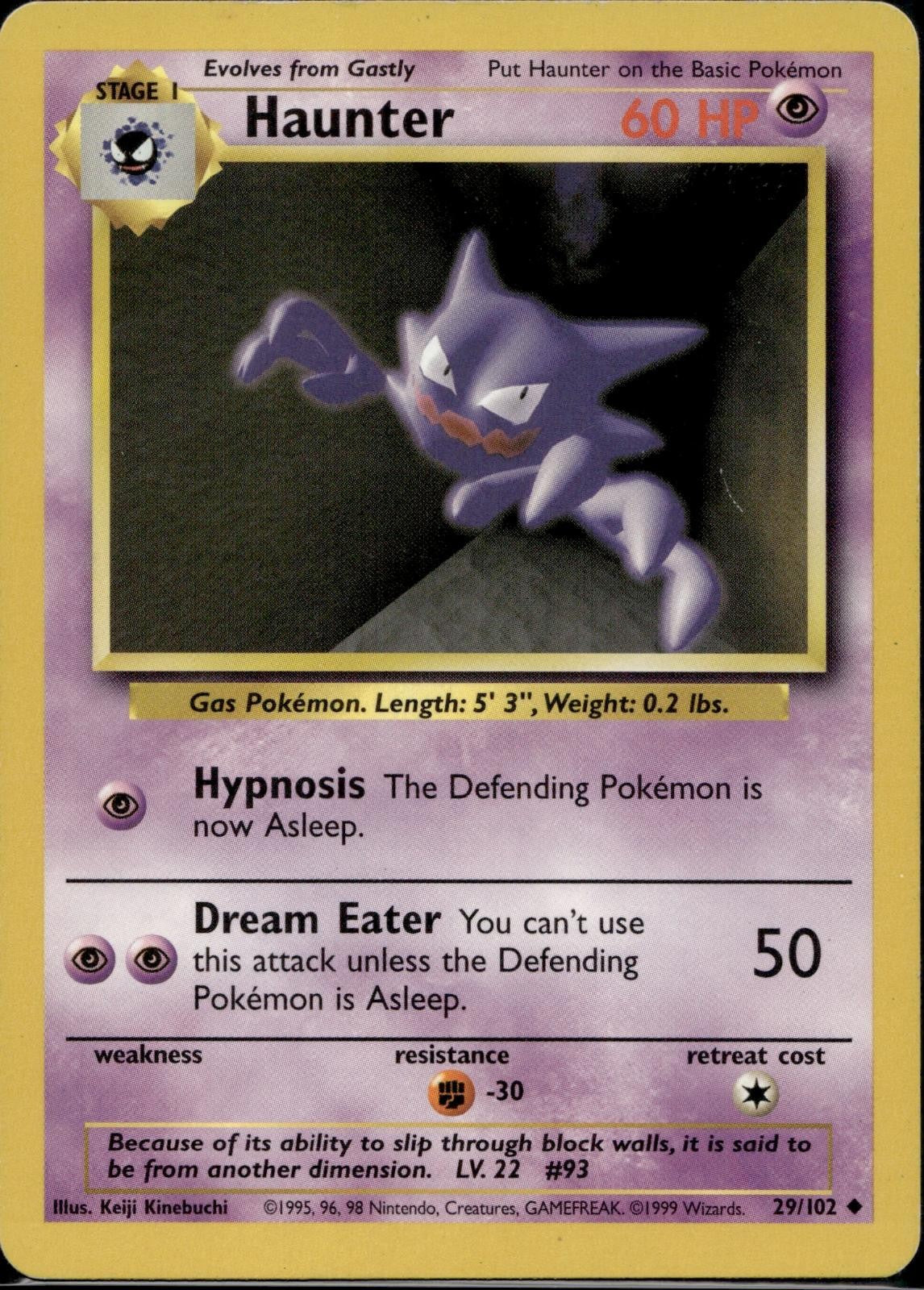 Haunter 29/102 BS Base Set Unlimited Pokemon Lightly Played