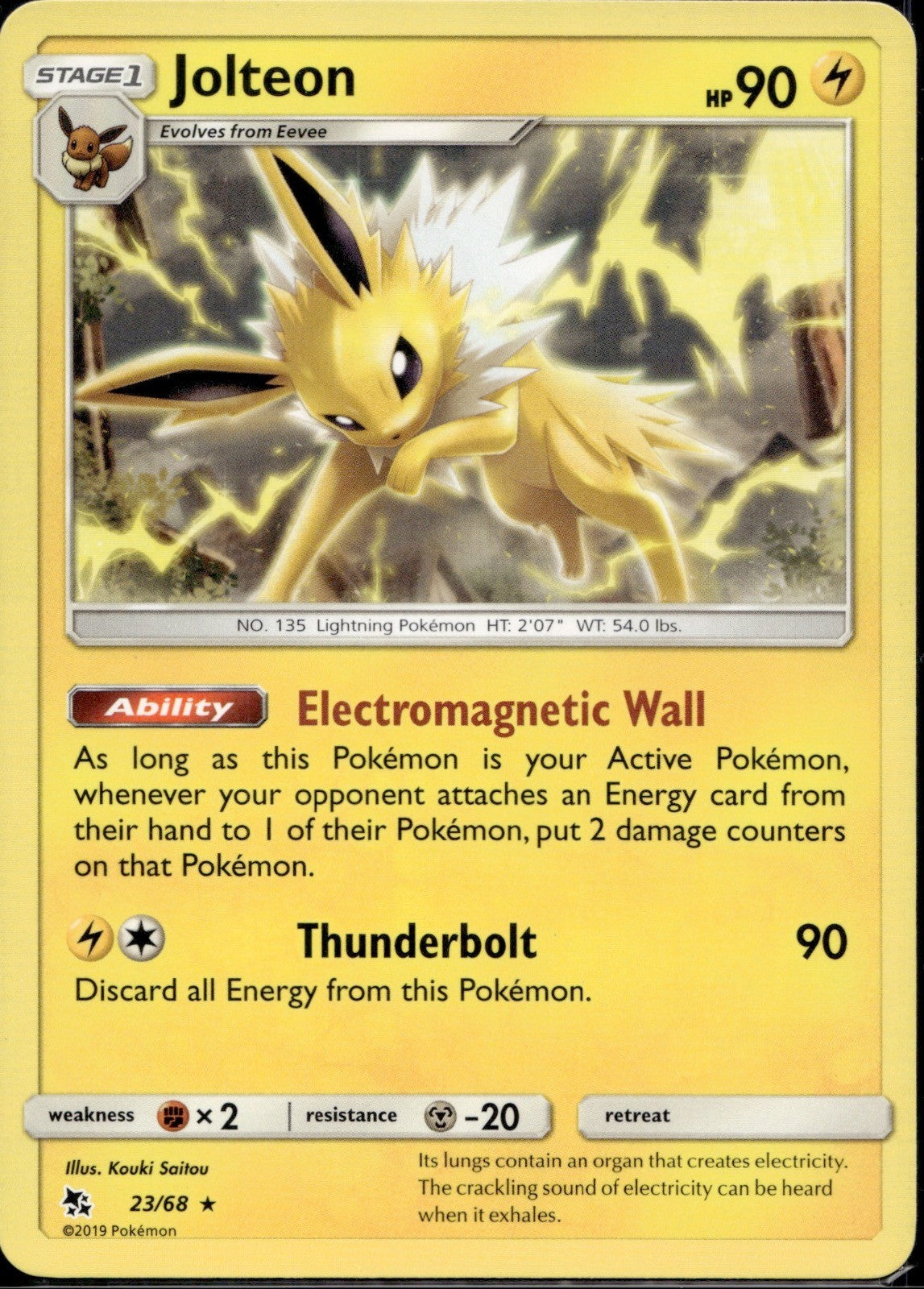 Jolteon 23/68 HIF Hidden Fates Pokemon Lightly Played