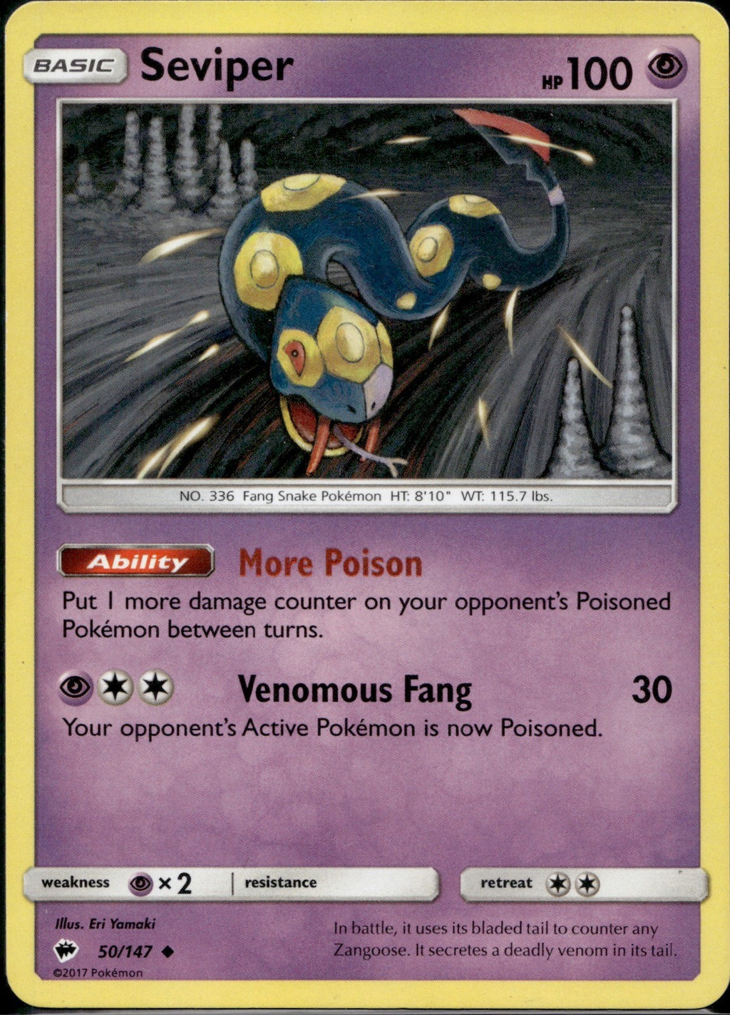 Seviper 50/147 BUS Burning Shadows Pokemon Lightly Played