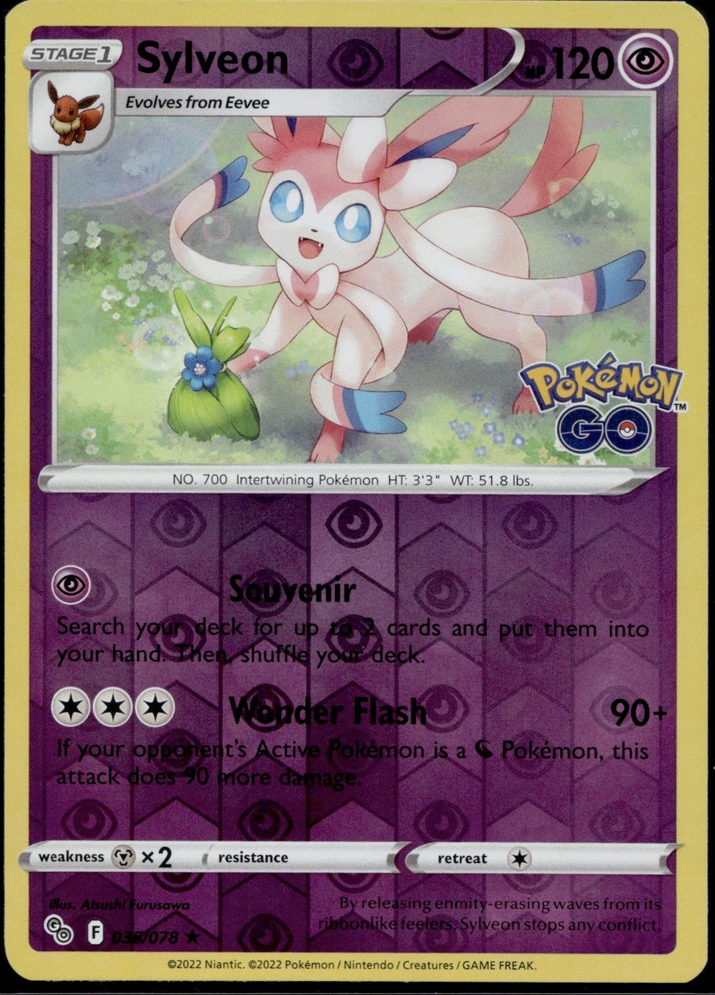 Sylveon 035/078 PGO Pokemon GO Pokemon Reverse Holo Lightly Played