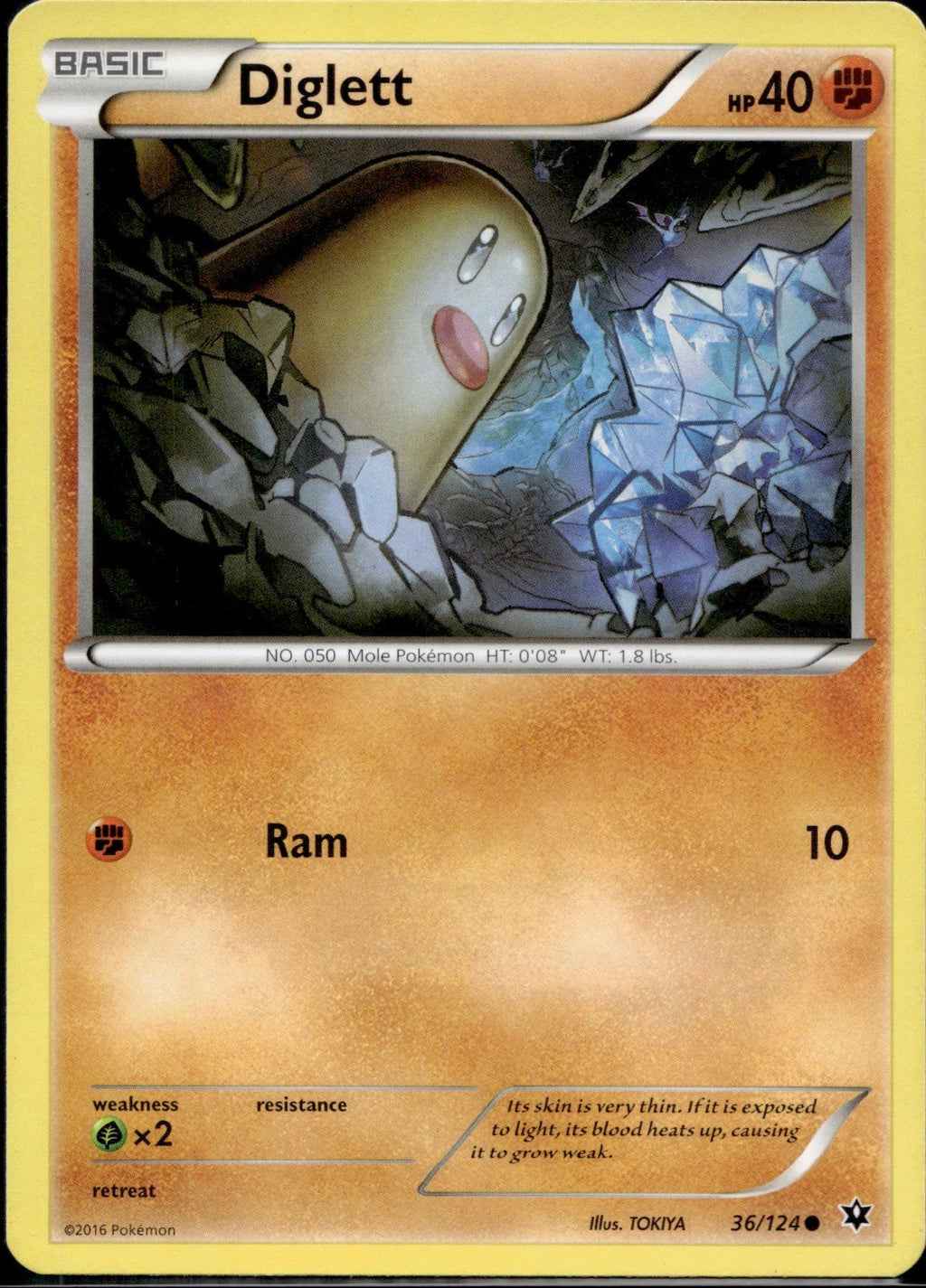 Diglett 36/124 FCO Fates Collide Pokemon Lightly Played