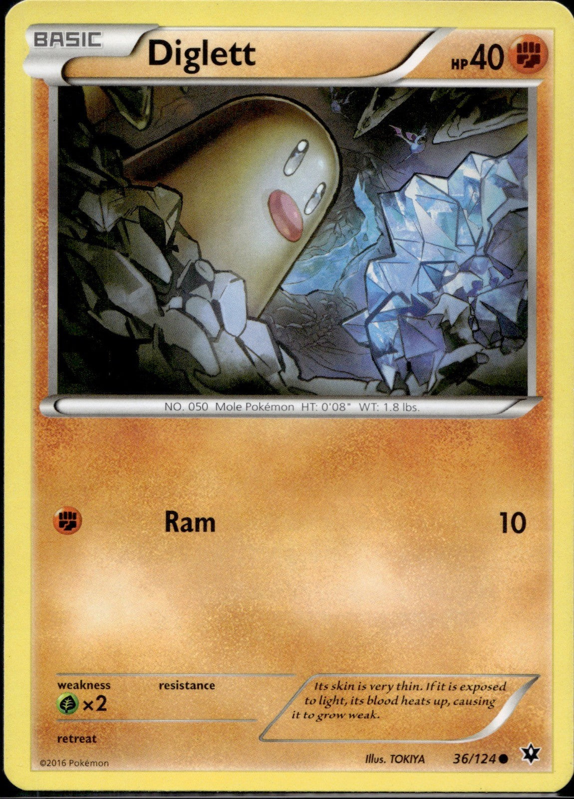 Diglett 36/124 FCO Fates Collide Pokemon Lightly Played