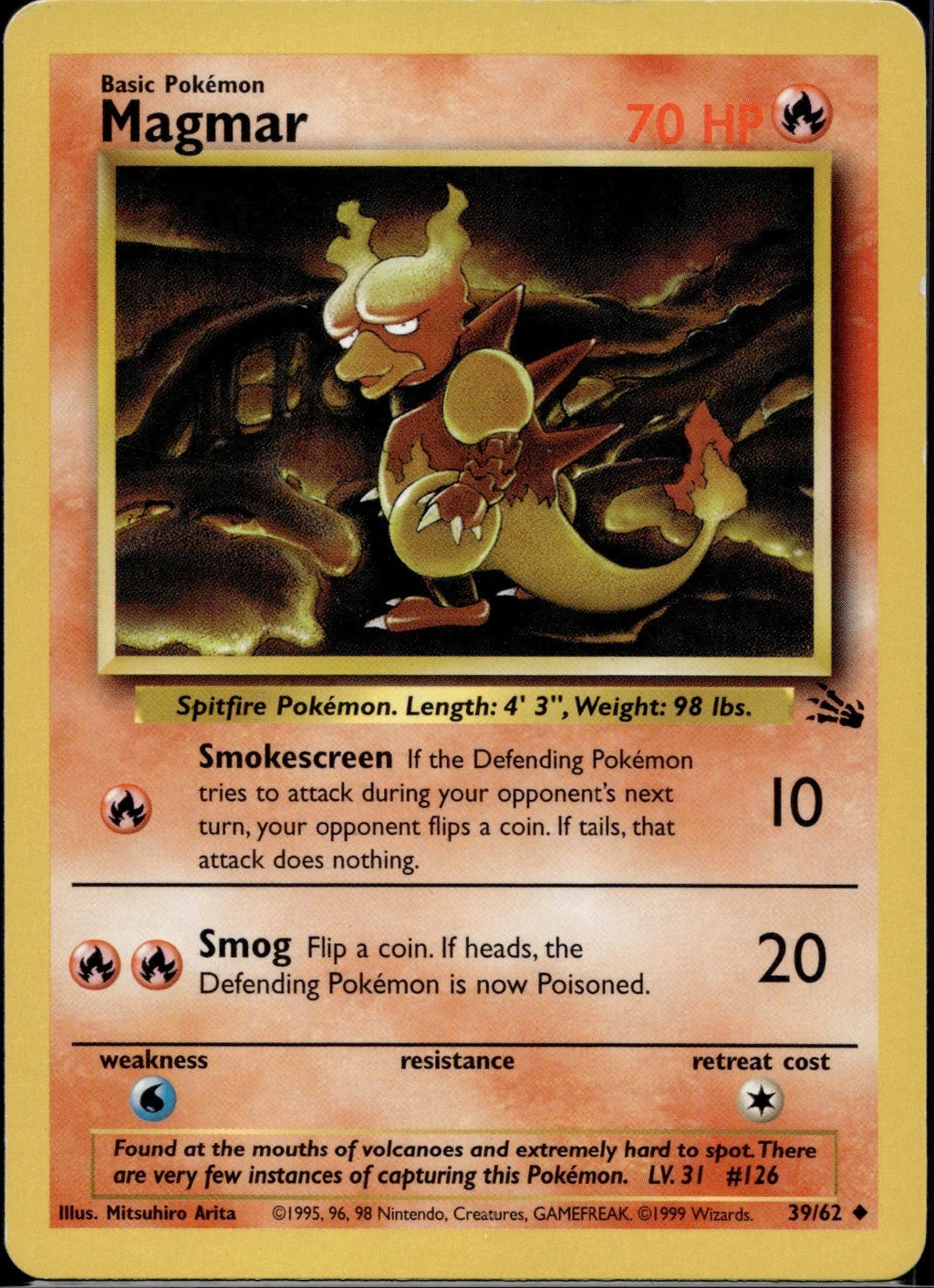 Magmar 39/62 FO Fossil Pokemon Unlimited Lightly Played