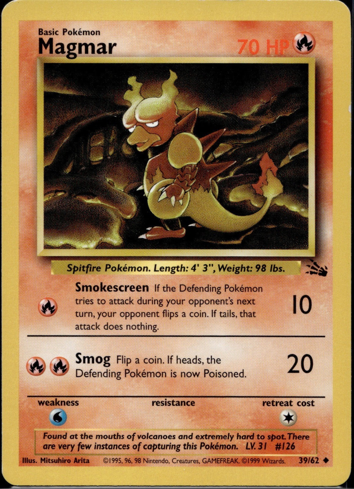 Magmar 39/62 FO Fossil Pokemon Unlimited Lightly Played