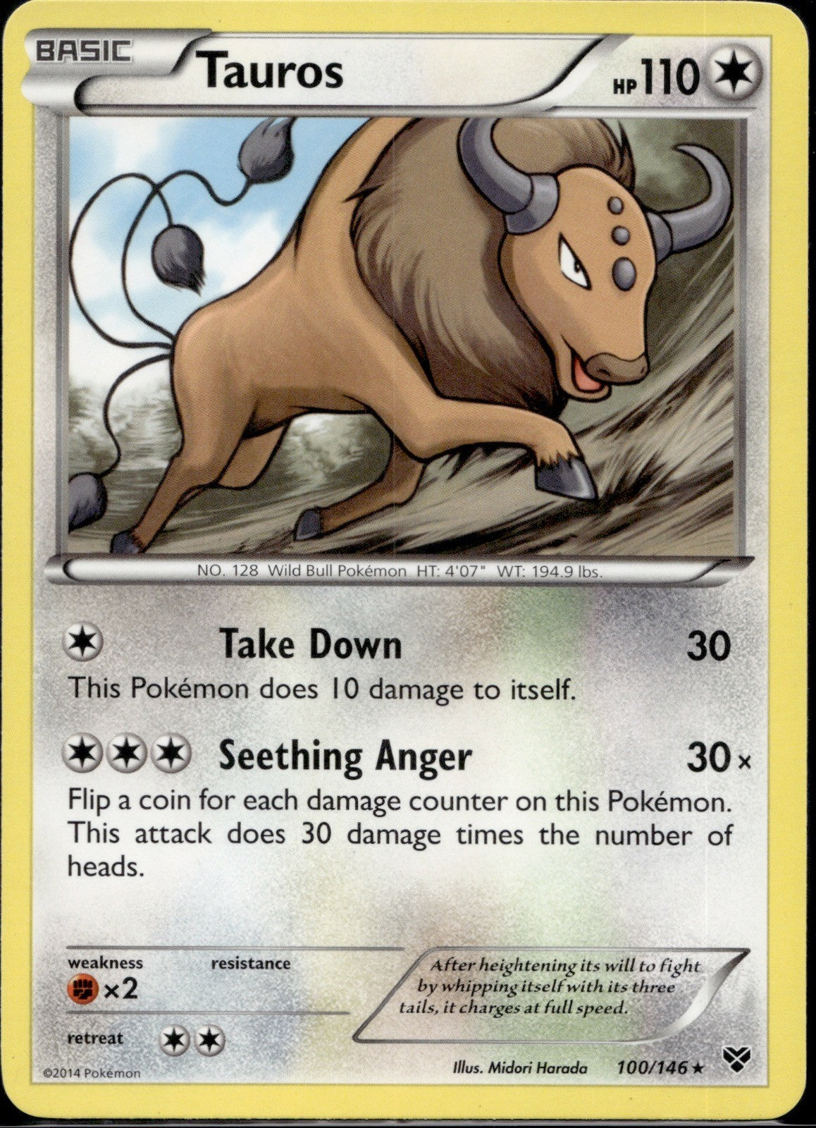 Tauros 100/146 XY XY Pokemon Lightly Played