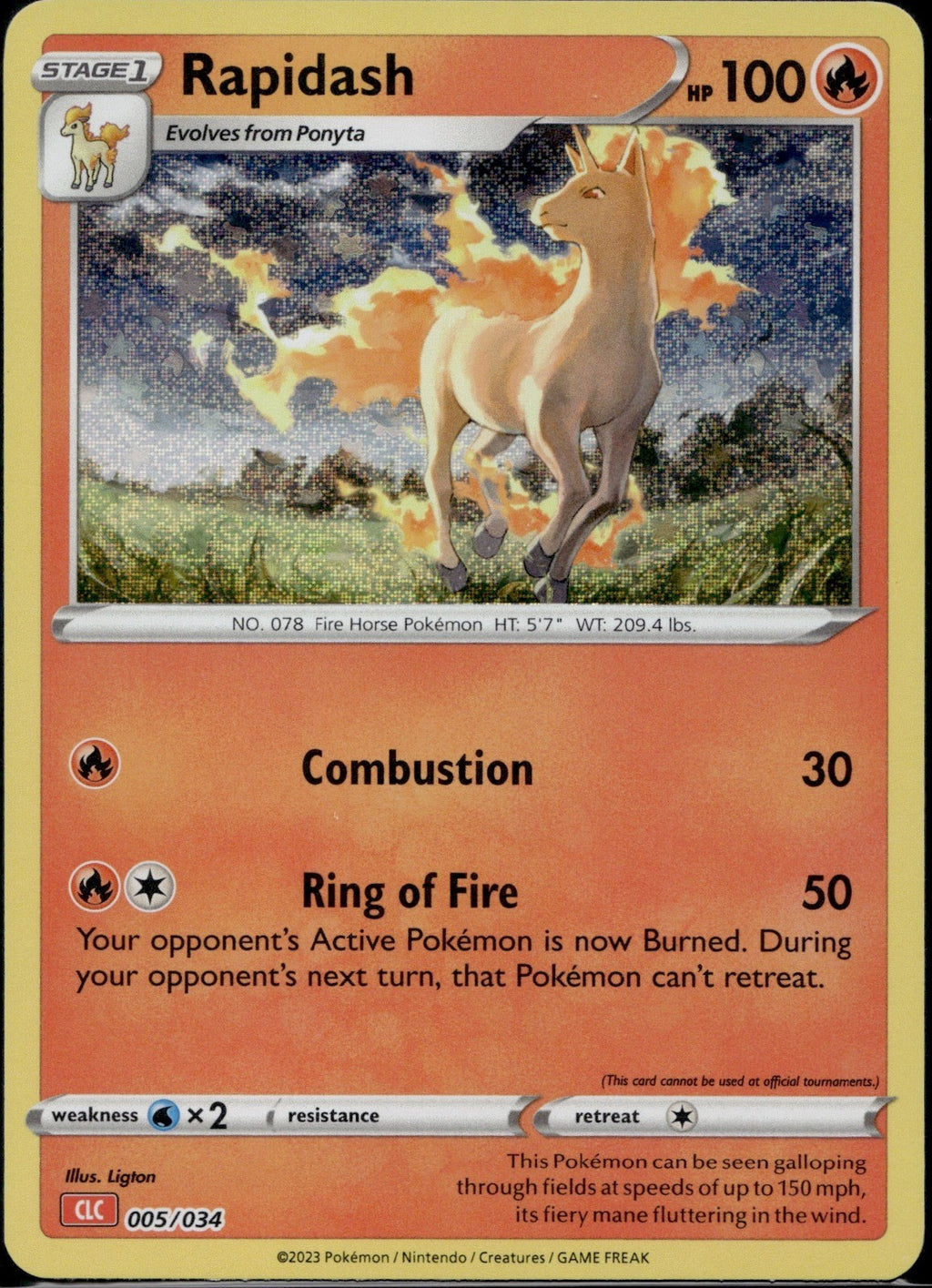 Rapidash 005/034 CL Trading Card Game Classic Pokemon Holo Near Mint
