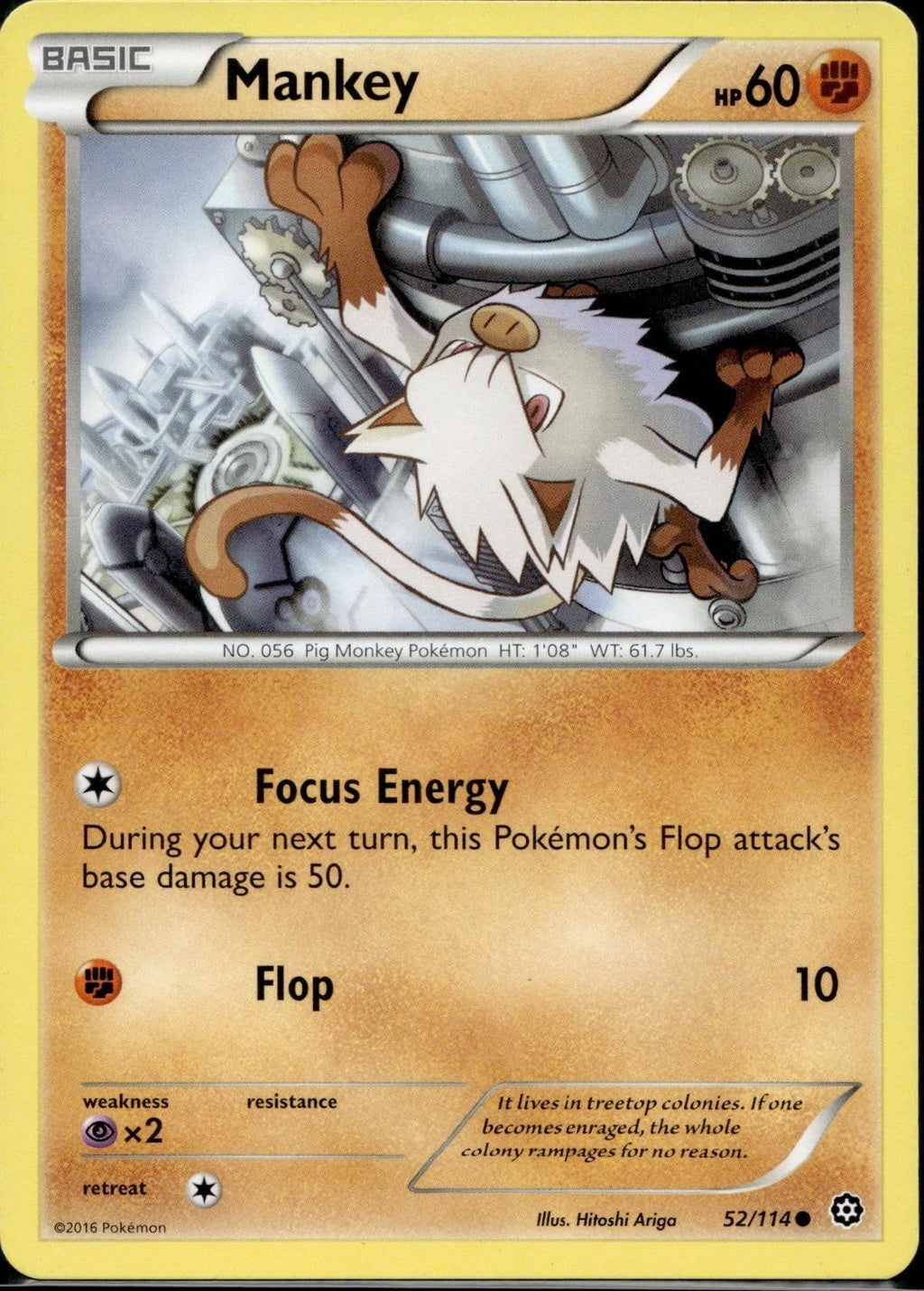 Mankey 52/114 STS Steam Siege Pokemon Lightly Played