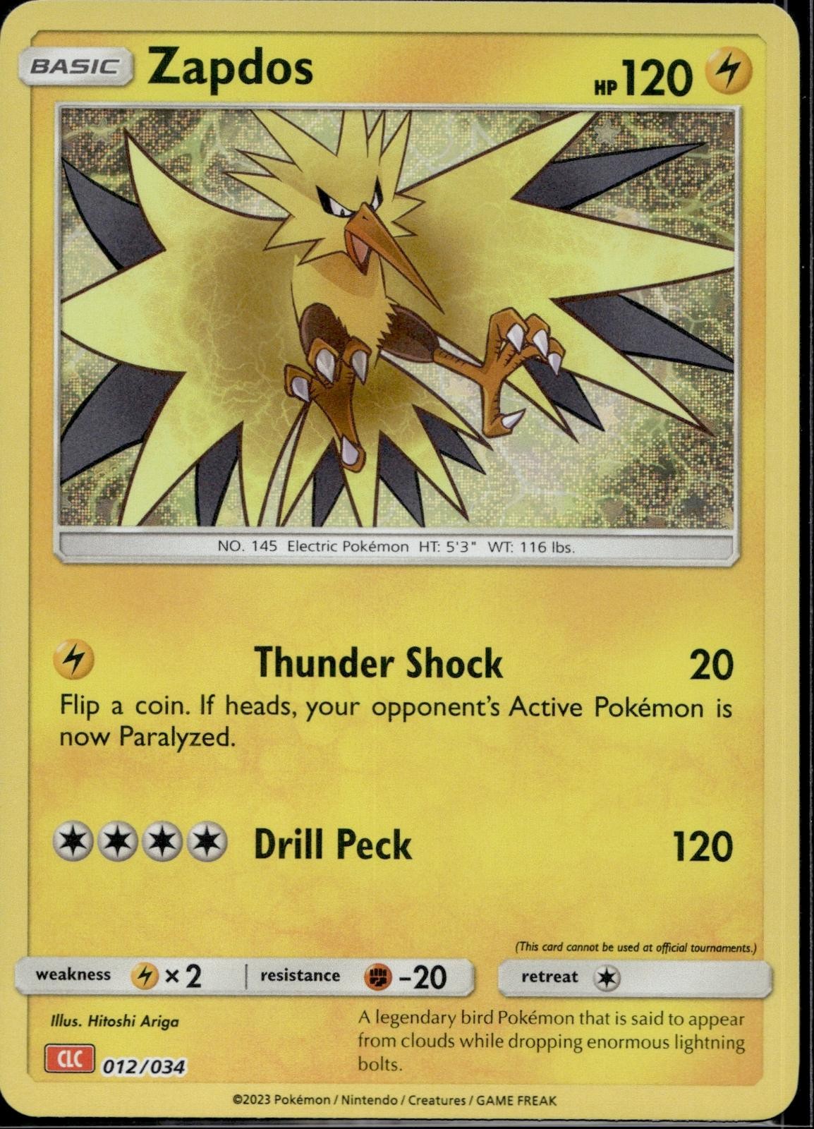 Zapdos 012/034 CL Trading Card Game Classic Pokemon Holo Near Mint