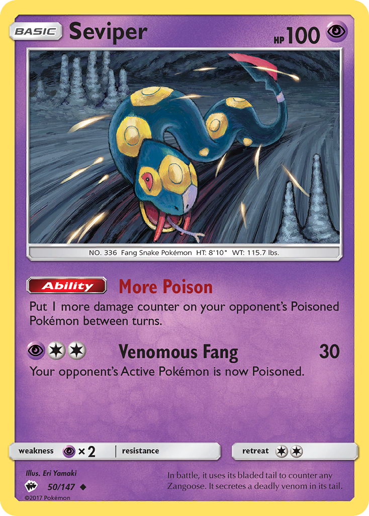 Seviper 50/147 BUS Burning Shadows Pokemon Lightly Played