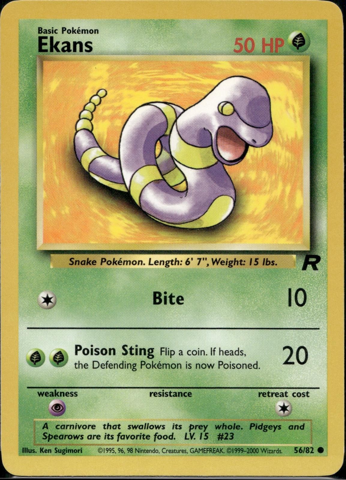Ekans 56/82 TR Team Rocket Pokemon Unlimited Lightly Played