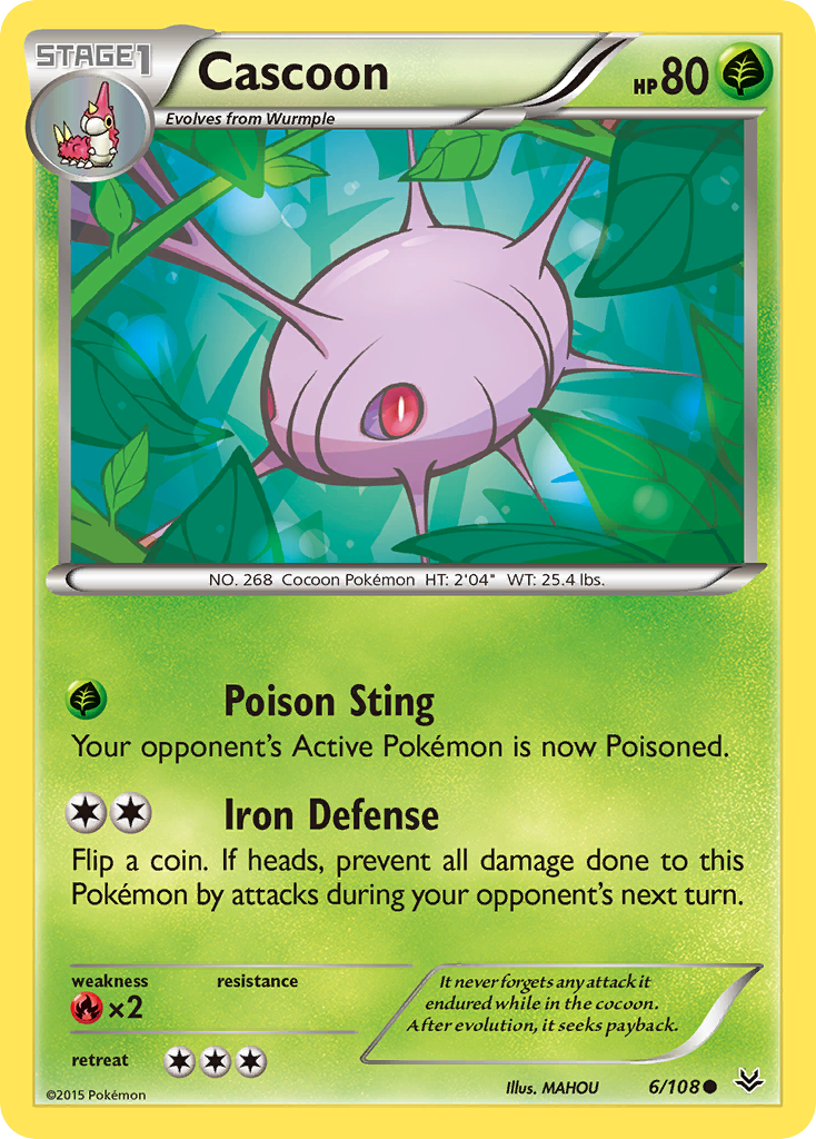 Cascoon 6/108 ROS Roaring Skies Pokemon Lightly Played