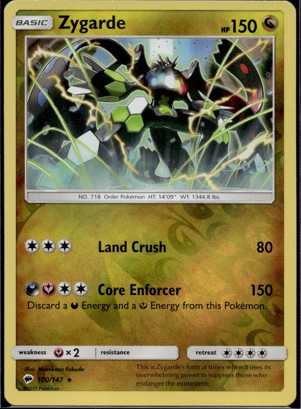Zygarde 100/147 BUS Burning Shadows Pokemon Reverse Holo Lightly Played