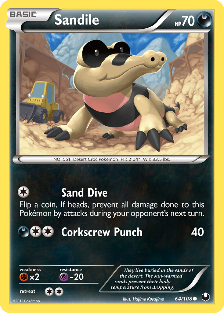 Sandile 64/108 DEX Dark Explorers Pokemon Lightly Played
