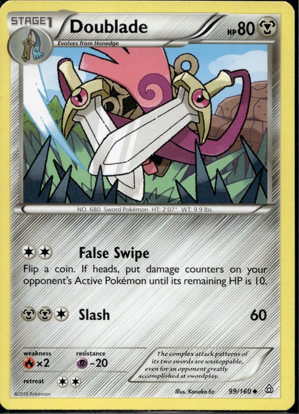 Doublade 99/160 PRC Primal Clash Pokemon Lightly Played