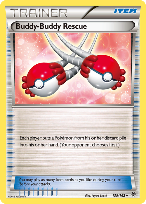 Buddy-Buddy Rescue 135/162 BKT BREAKthrough Pokemon Reverse Holo Lightly Played