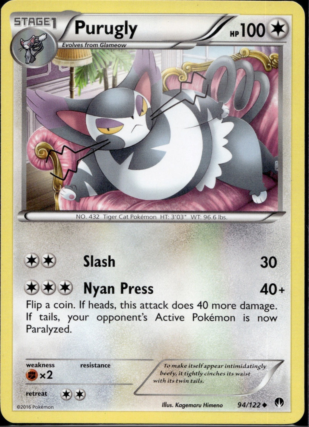 Purugly 94/122 BKP BREAKpoint Pokemon Lightly Played