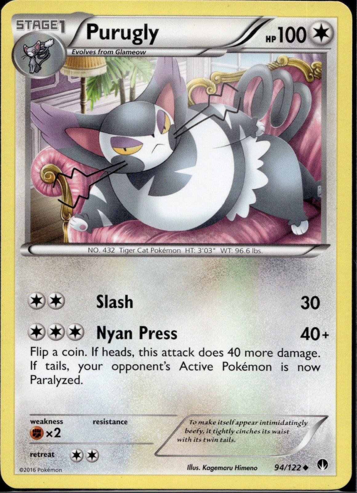 Purugly 94/122 BKP BREAKpoint Pokemon Lightly Played