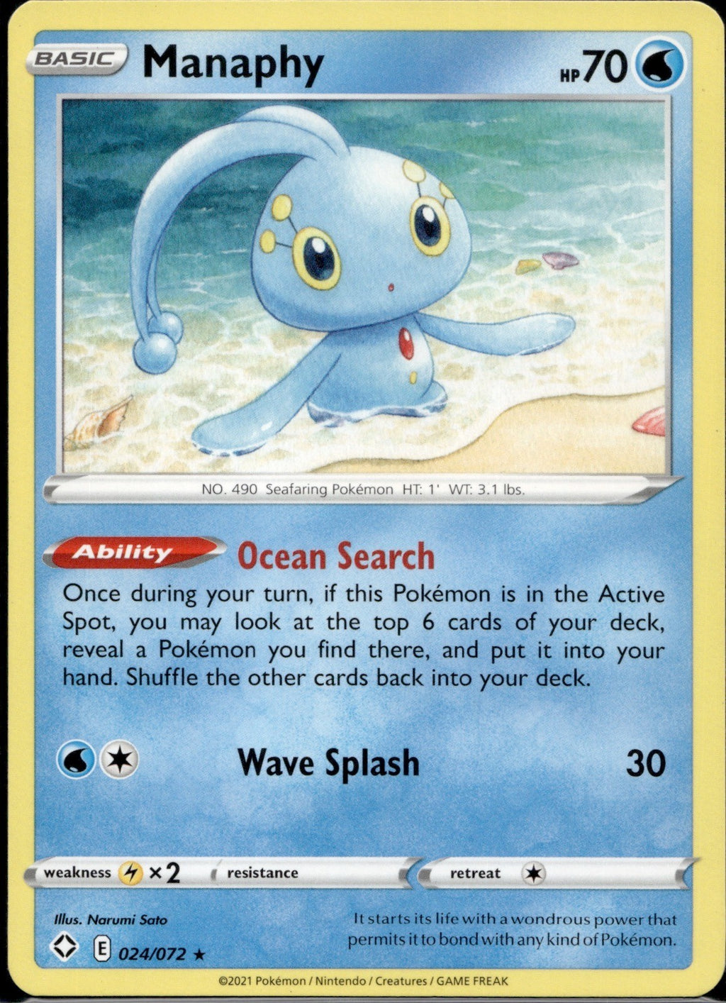 Manaphy 024/072 SHF Shining Fates Pokemon Near Mint